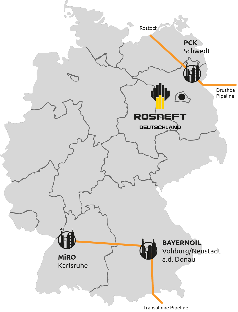 Rosneft-Raffinerien in Deutschland